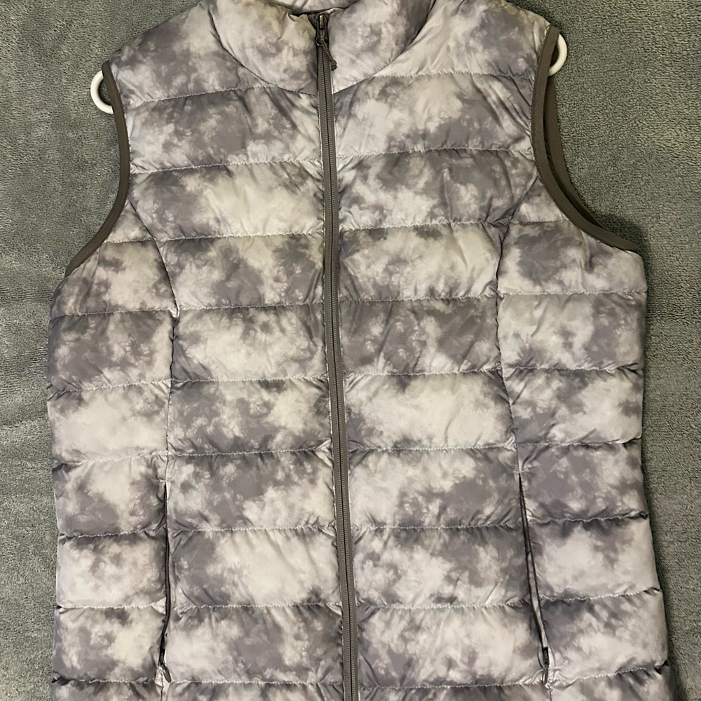 Gray and White Puffer Vest